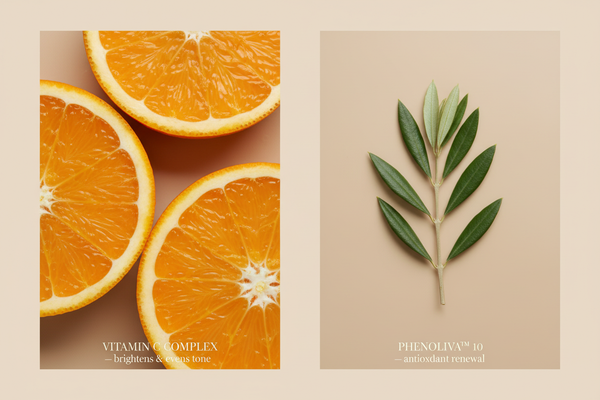 Vitamin C complex and Phenoliva hero ingredient macro close-up