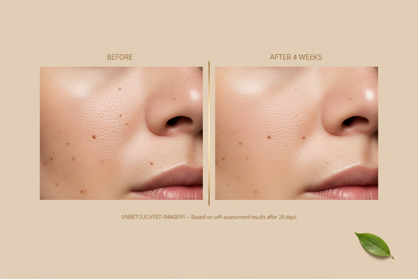Enzyme Cleanser before and after - visibly refined pores and smoother skin after 28 days